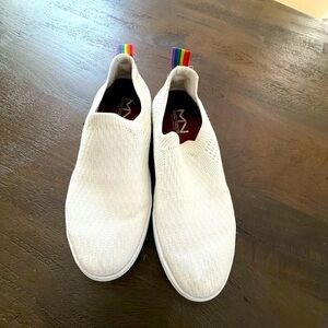 Mark Nason White and rainbow Slip-On Sneakers 7 Men’s and 8.5 women’s.